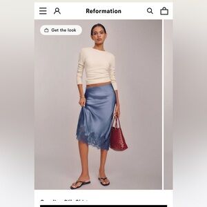 Reformation Carolina Silk Skirt Blue - Size M